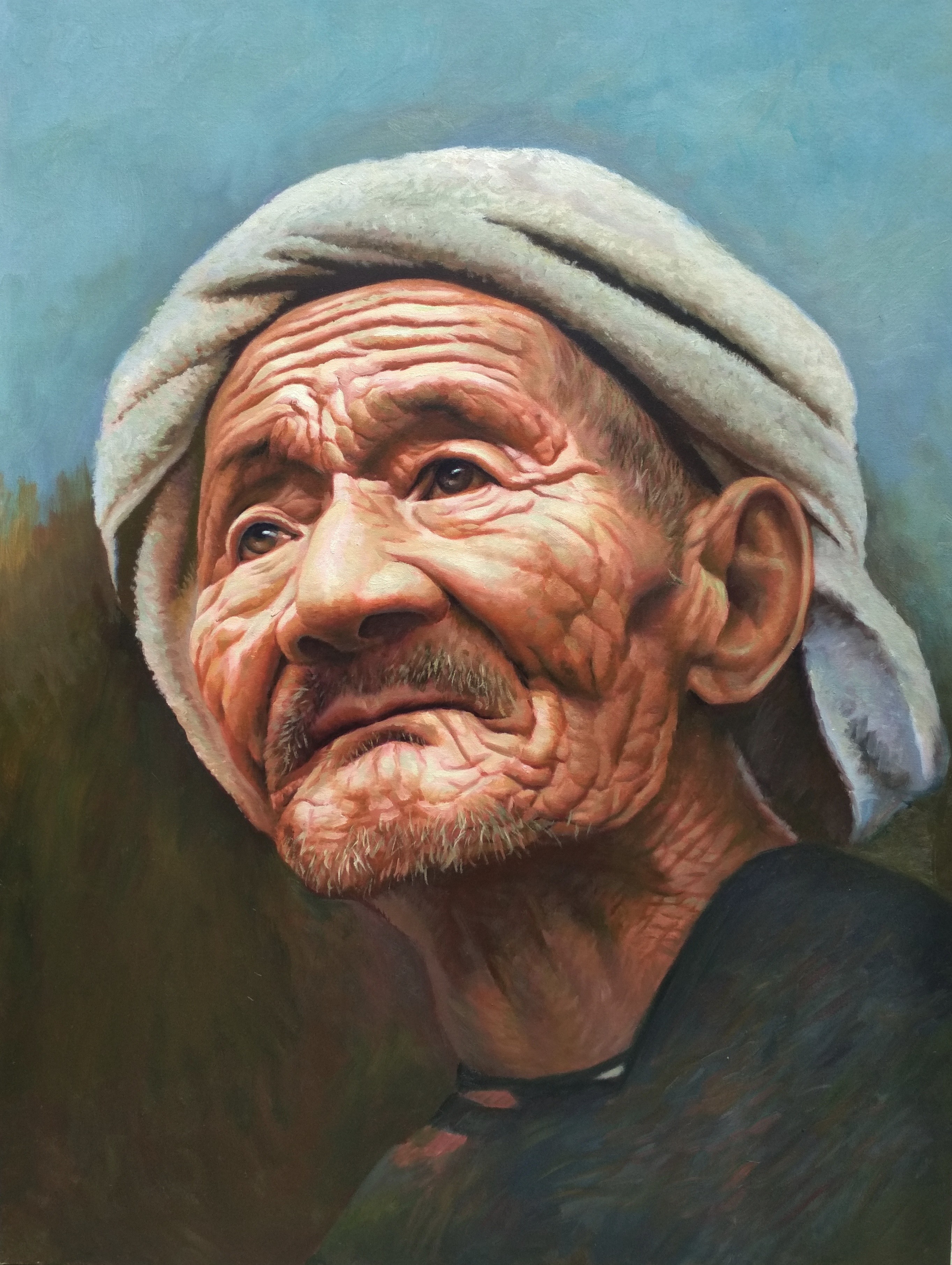 唐三超油画《父亲》